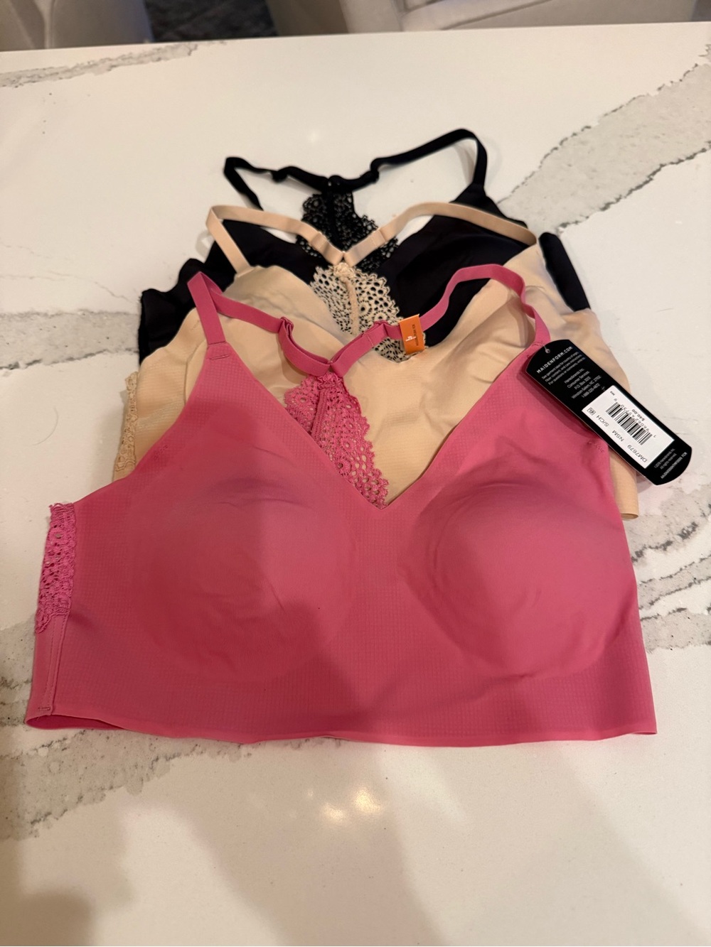 Maidenform Pink Seamless Lace-Trim Wireless Bralette Pack (Pink, Nude, Black)